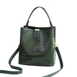 Realaiot Large Capacity Casual Shoulder Messenger Bags Ladies PU Purse Retro Alligator Bucket Women Bags Crocodile Pattern Ladies Handbag
