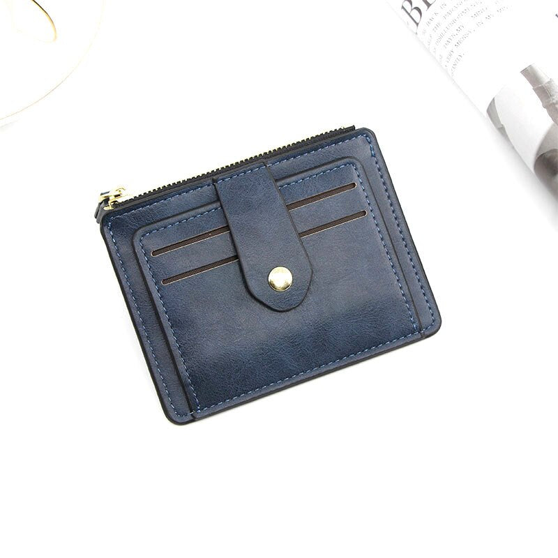 Realaiot Small Fashion Credit ID Card Holder Slim Leather Wallet with Coin Pocket Man Money Bag Case for Men Mini Women Business Purse