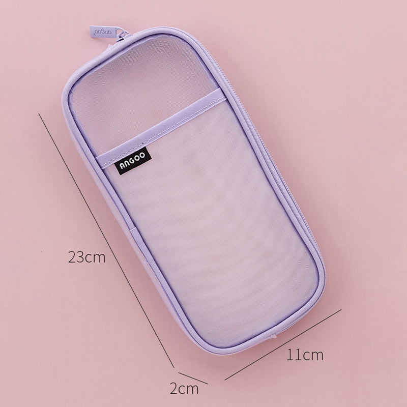 Realaiot Korean Fashion Transparent Pencil Case Pouches Simple Macaroon Large Capacity Pencil Bag Stationery Organizer Pencilcase Holder