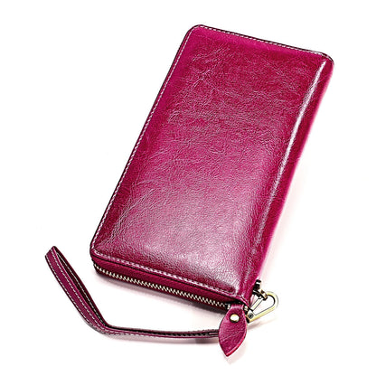 Cyflymder New Hot Women Genuine Leather Money Bag Fashion Female Long Strap Purses 6.5 Inch Phone Wallet Coin Card Holders Cowhide Clutch