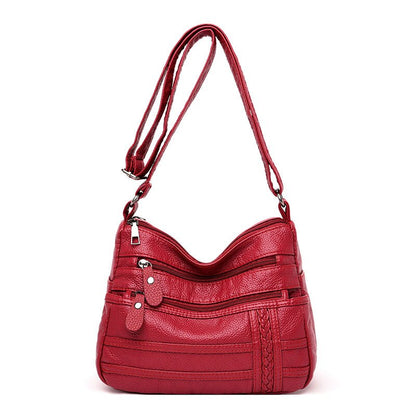 Realaiot Annmouler Fashion Women Bag Pu Soft Leather Shoulder Bag Multi-layer Crossbody Bag Quality Small Bag Brand Red Handbag Purse