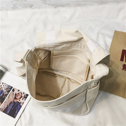 Realaiot Large Capacity Ladies Student Shoulder Bag Quality Canvas Women Student School Bags Solid Color Designer Youth Messenger Bags