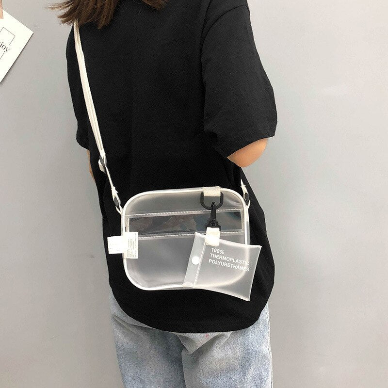 Realaiot Summer Mini Crossbody Bags Transparent bag PVC Jelly Bag Korean fashion Shoulder Female Bag purses sac clear bags for women