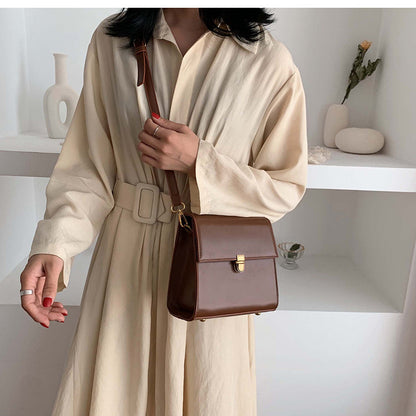 Realaiot Simple Style Vintage Leather Crossbody Bags For Women Lock Luxury Shoulder Simple Bag Female Travel Handbags And Purses