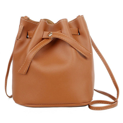 Realaiot Fashion Bucket Shoulder Bag Women Drawstring Crossbody Bag Female Messenger Bags Ladies Synthetic Leather Handbag