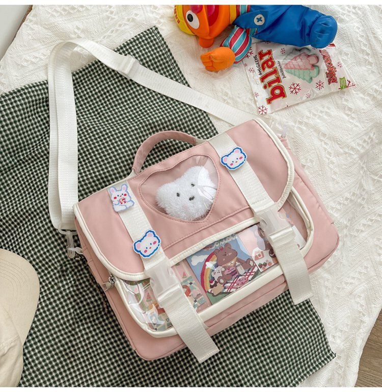 Realaiot Kawaii Backpack Women Luxury Designer Shopper Bag New High Quality Fashion Japanese Style Transparent Bear Schoolbag