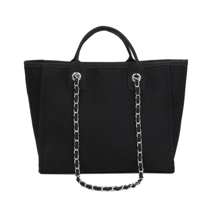 Realaiot casual large capacity tote designer chains women handbags luxury canvas lady shoulder mesenger bags female big purses new