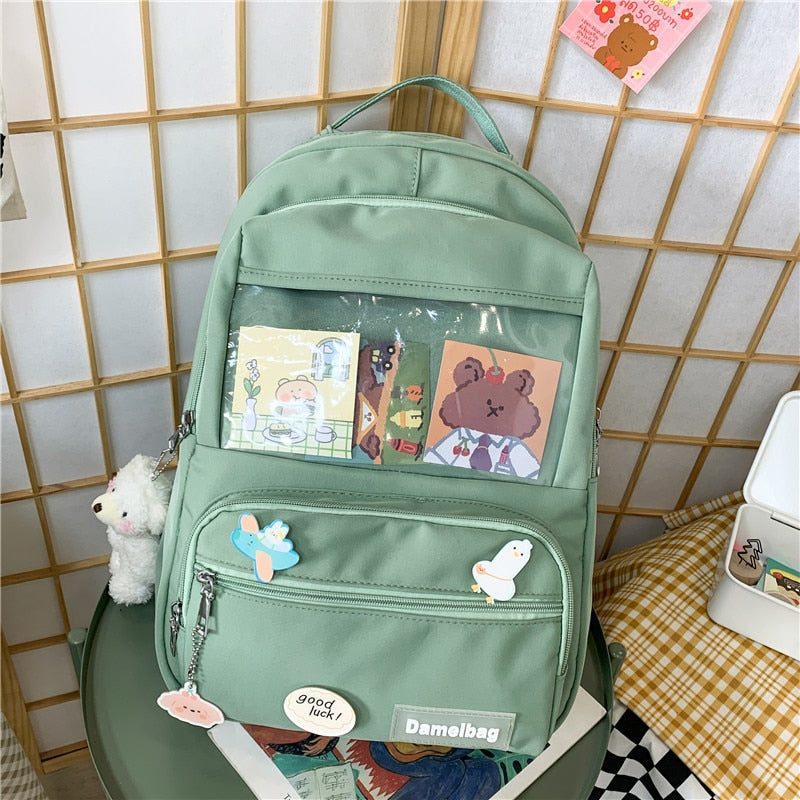 Realaiot Cute Girls ITA Backpack Women Large Capacity Ins Schoolbags for Teens Female Korean Harajuku School Student Bookbag Ladies