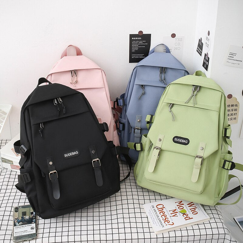 Realaiot 5 Piece Set School Bags For Teenage Girls Women Backpack Canvas Travel Bagpack Women Notebook Bookbags Teen Student Schoolbag