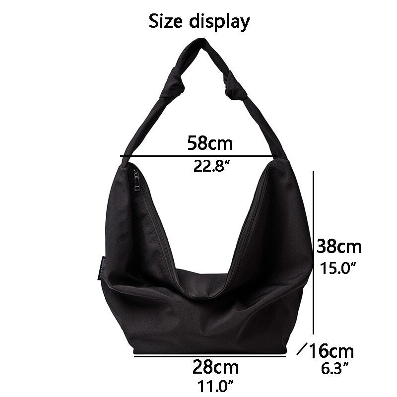 Realaiot Women Shoulder Bag Nylon Handbag Girl Shopper Crossbody Bag Fashion Casual Solid Color Simple Style Large Capacity Hobo Bag