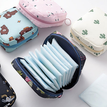 Cyflymder Portable large capacity sanitary napkin storage bag travel cosmetic storage makeup bag jewelry storage bag lipstick bag purse