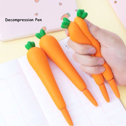 Realaiot Creative Carrot Series Silicone Soft Pencil Case Penholder Organizer Bag Kawaii Stationery Set Kids Birthday Gift