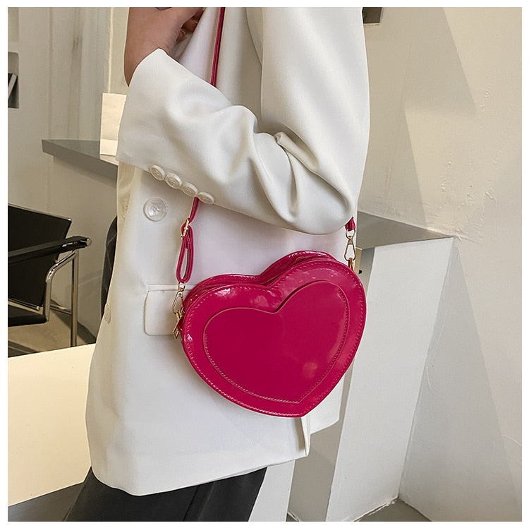 Cyflymder PU Leather Women Heart-shaped Crossbody Bag Luxury Designer Small Shoulder Bags for Ladies Female Evening Clutch Purse Handbags