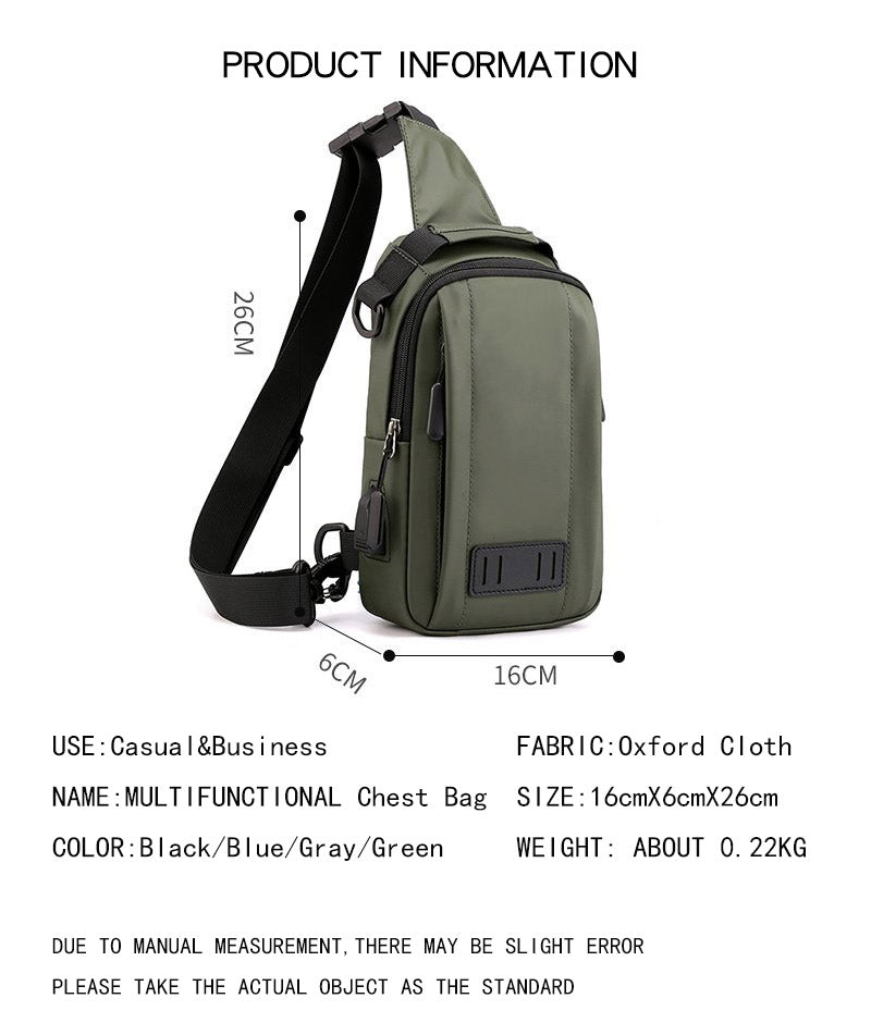 Realaiot Waterproof Oxford Chest Bag Men's Shoulder Bag High Quality Casual Male Backpack Multifuction Travel Men Cross Body Bag