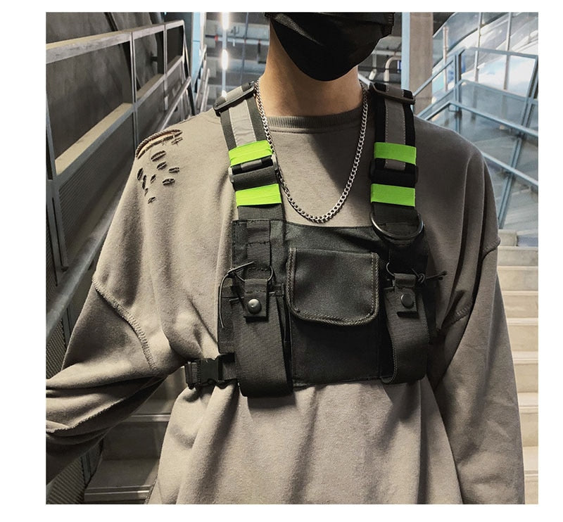 Realaiot Streetwear Bag Unisex Black Functional Chest Rig Bags Military Adjustable Vest Hip-hop Chest Bag Woman Fashion Waist Packs HW714