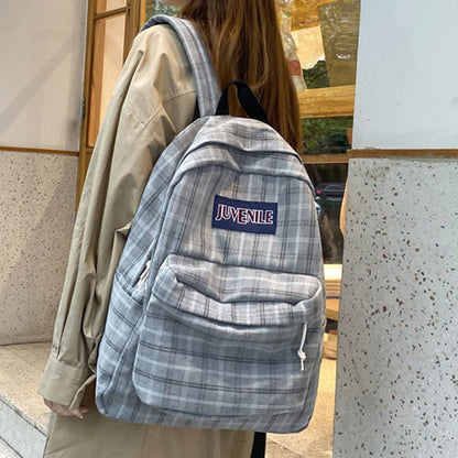 Realaiot Fashion College School Bag Casual New Simple Women Backpack Plaid Book Packbags for Teenage Girls Travel Shoulder Bag Rucksack