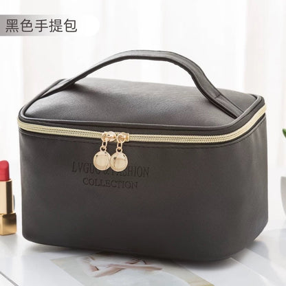 Realaiot 1 Pc  Large Women Cosmetic Bag PU Leather Waterproof  Zipper Make Up Bag Travel Washing Makeup Organizer Beauty Case