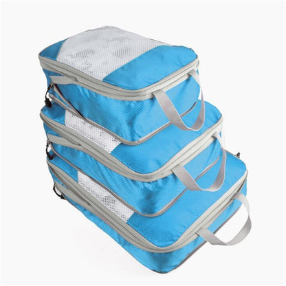 Realaiot 3/4/6pcs/set Compression Packing Cubes Travel Storage Bag Luggage Suitcase Organizer Set Foldable Waterproof Nylon Material