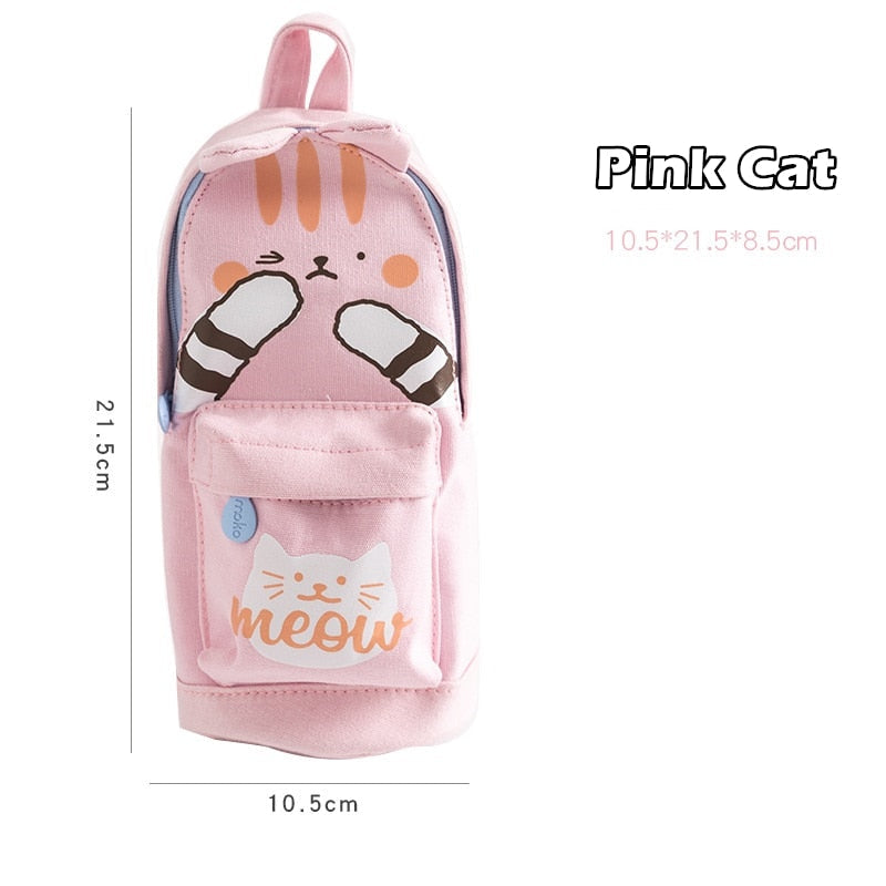 Realaiot Kawaii Lucky Cat and Dinosaur Pen Pencil Bag Cartoon Schoolbag Shape Storage Organizer Pouch for Pens Stationery School