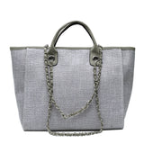 Realaiot casual large capacity tote designer chains women handbags luxury canvas lady shoulder mesenger bags female big purses new