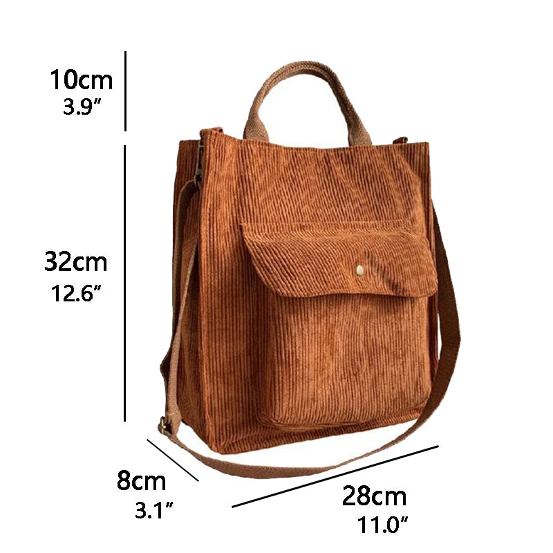 Realaiot Corduroy Bag for Women Shopper Bag Designer Handbag Autumn and Winter Girls Student Bookbag Female Canvas Shoulder Tote Bag