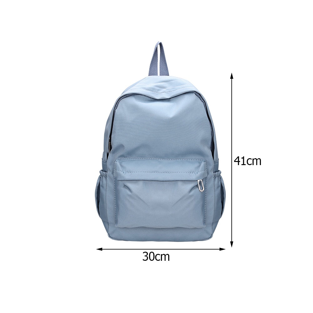 Realaiot Simple Solid Color Shoulder Backpacks Bookbags Nylon Large Capacity Travel Knapsacks Women Girls Student Daily Zipper Schoolbags