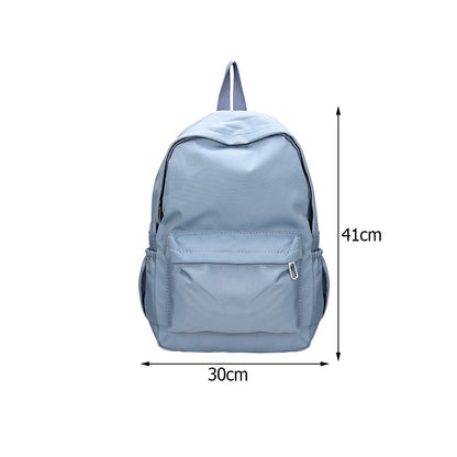 Realaiot Simple Solid Color Shoulder Backpacks Bookbags Nylon Large Capacity Travel Knapsacks Women Girls Student Daily Zipper Schoolbags