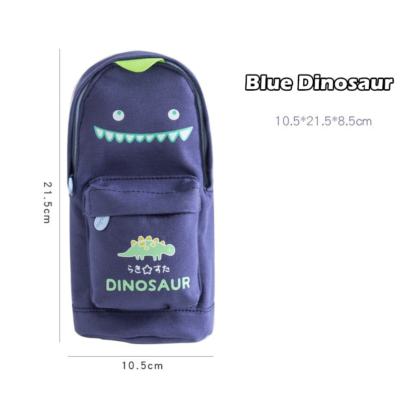 Realaiot Kawaii Lucky Cat and Dinosaur Pen Pencil Bag Cartoon Schoolbag Shape Storage Organizer Pouch for Pens Stationery School