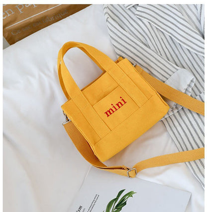 Realaiot Canvas Messenger Bag For Women Mini Fresh Literature And Art Leisure Korean Simple Fashion Messenger Bag