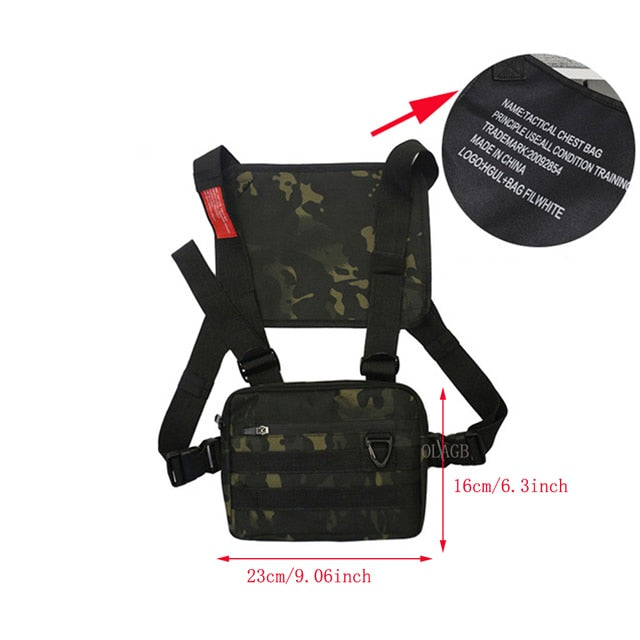 Realaiot Functional Tactical Chest Bag  Fashion Bullet Hip Hop Vest Streetwear Bag Waist Pack Women Black Chest Rig Bag