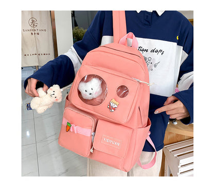 Cyflymder New 4Pcs/set Canvas School Laptop Backpacks Women Cute School Bags for Teenage Girls Bookbags College Travel Backpacks