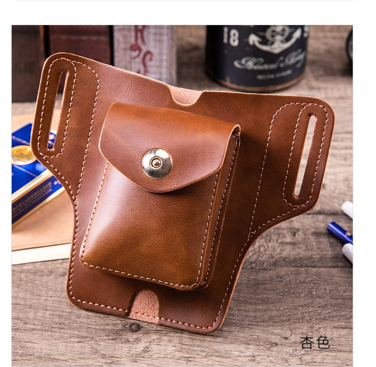 Cyflymder Multifunctional Lighter Mobile Phone Cigarette Case Pu Leather Brown Black Belt Bag 96*65*13mm