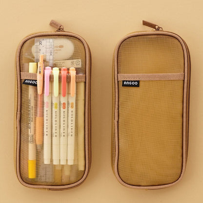 Realaiot Transparent School Pencil Case For Students Colored Pen Bag Large Capacity Pencil Case Cute Storage Pen Pouch Stationery Supply