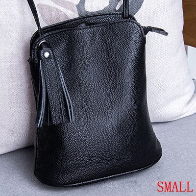 Realaiot Genuine Leather Tassel Shoulder Bag Women Luxury Purse Ladies Small Crossbody Bags Fashion Money Wallets Female Messenger Bag