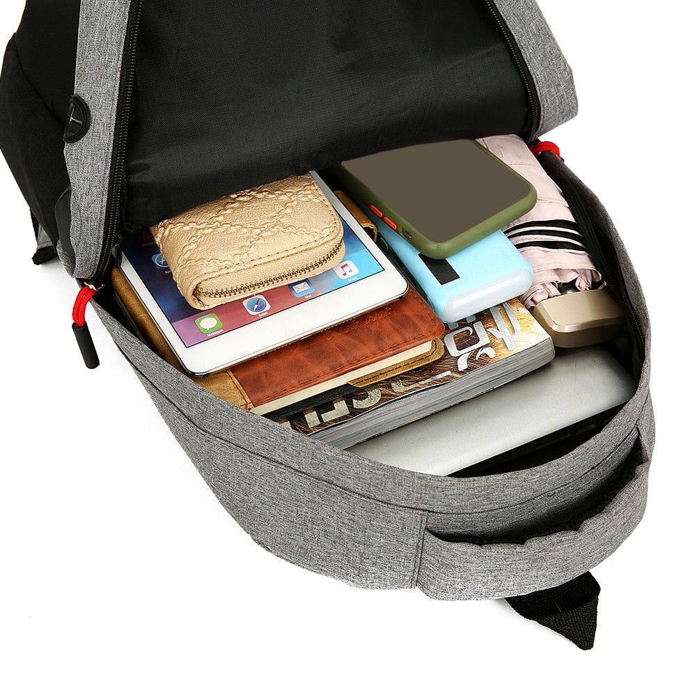 Realaiot 3pcs/Set Canvas Laptop Backpack Large Capacity Men Women Business Travel School Shoulder Bag Teenager Boys Girls Mochila Bagpack