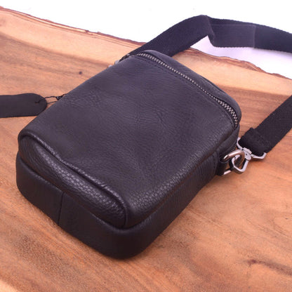 Cyflymder Men's leather slant bag, men's street shoulder bag, men's fashion mobile phone bag, cowhide casual bag