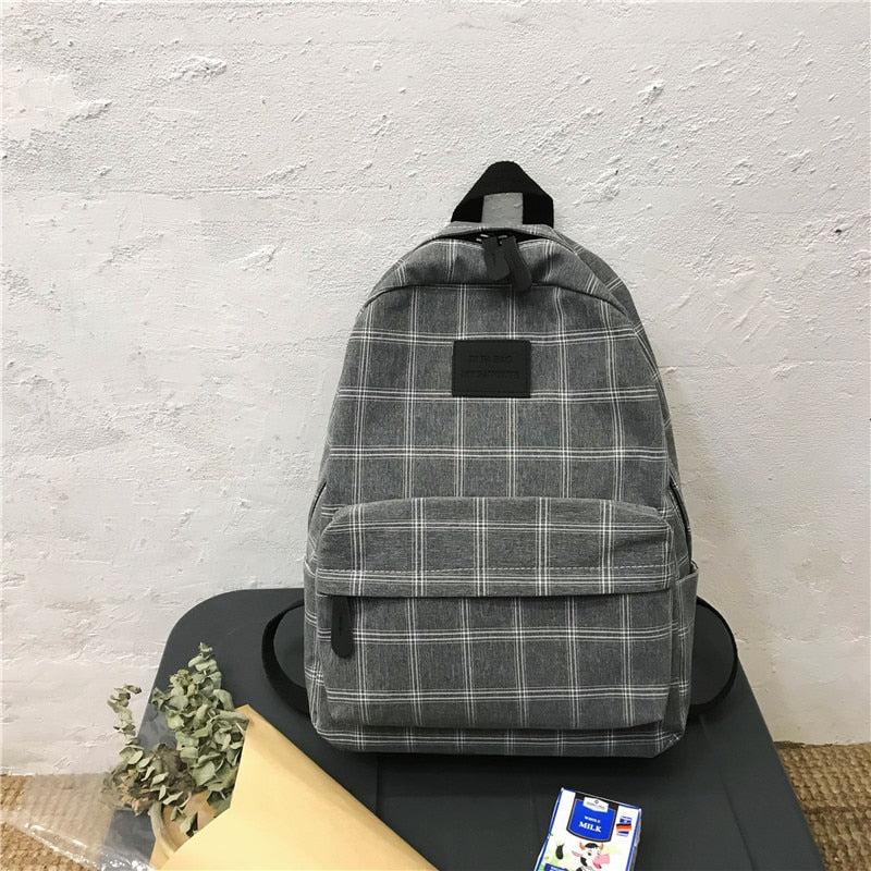 Realaiot Fashion College School Bag Casual New Simple Women Backpack Plaid Book Packbags for Teenage Girls Travel Shoulder Bag Rucksack