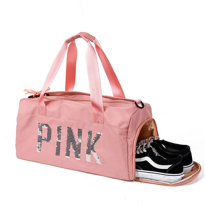 Cyflymder New Sequins Pink Gym Bag Women Shoe Compartment Waterproof Sport Bags for Fitness Training Bolsa Sac De Sport Travel Bag