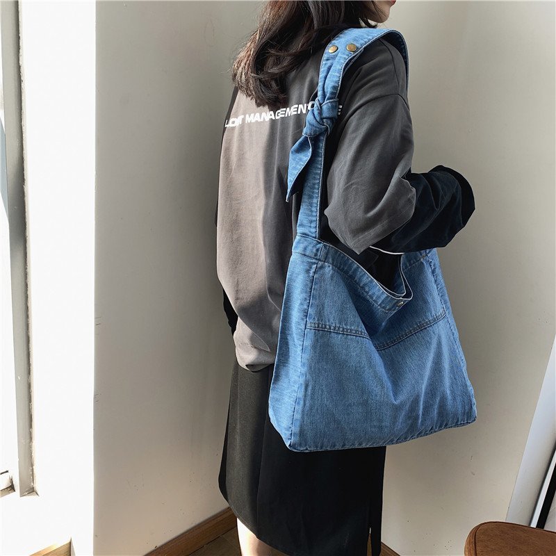 Cyflymder New Vintage Denim Shoulder Bags Women Simple Jeans Blue Handbag Large Capacity Fashion Women's Tote Messenger Shopping Bag