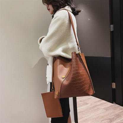 Realaiot Fashion pu leather Bucket bag Women shoulder bags Women's handbag women Crossbody bags female clutches Ladies wallet black Gifts for Mom