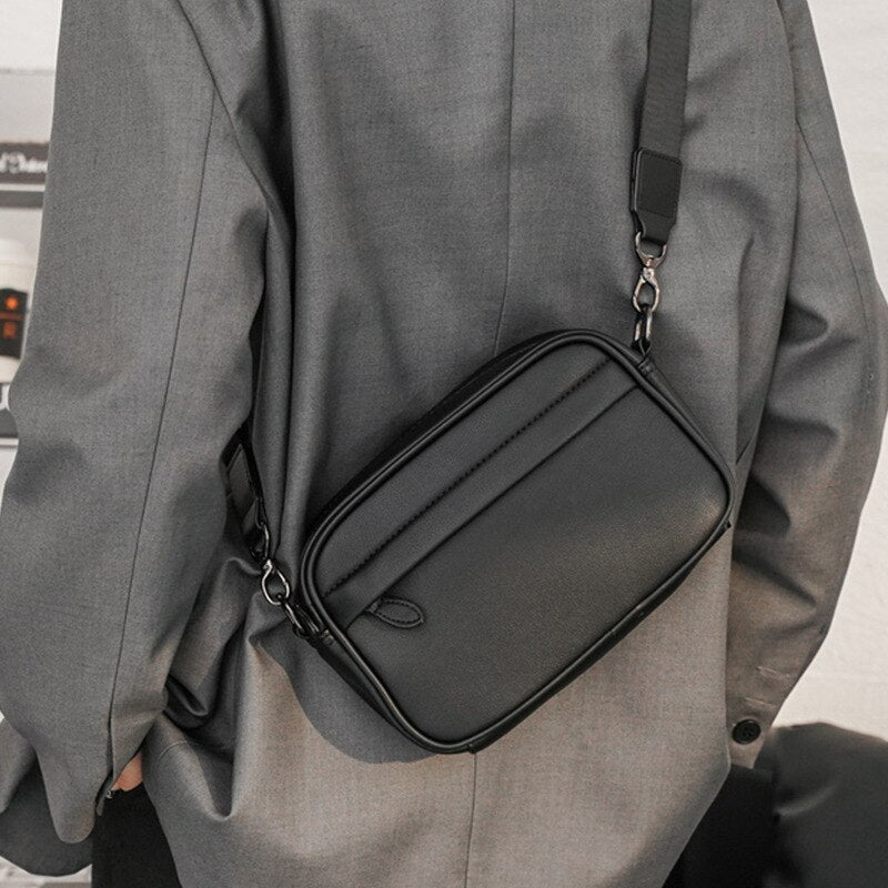 Cyflymder New Style Men's Messanger Bag Fashion PU Leather Mens Crossbody Bag Shoulder Bags Man Cross Body Bag Small Flap Handbags Male
