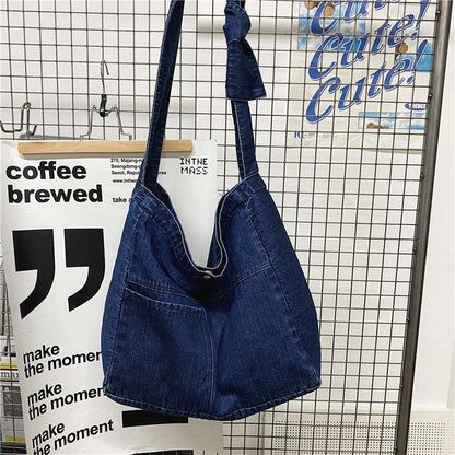 Cyflymder New Vintage Denim Shoulder Bags Women Simple Jeans Blue Handbag Large Capacity Fashion Women's Tote Messenger Shopping Bag