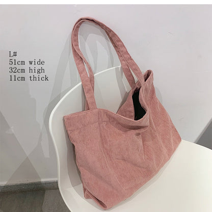 Realaiot Corduroy Bag for Women Shopper Canvas Shoulder Tote Bag Zipper Environmental Storage Large Capacity Winter Designer Handbag