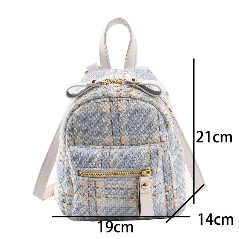 Realaiot Women Small Backpack Shoulder Bag Plaid Backpacks Female Girls Fashion Travel Daypacks for Teenager School Bag Mochila Feminina