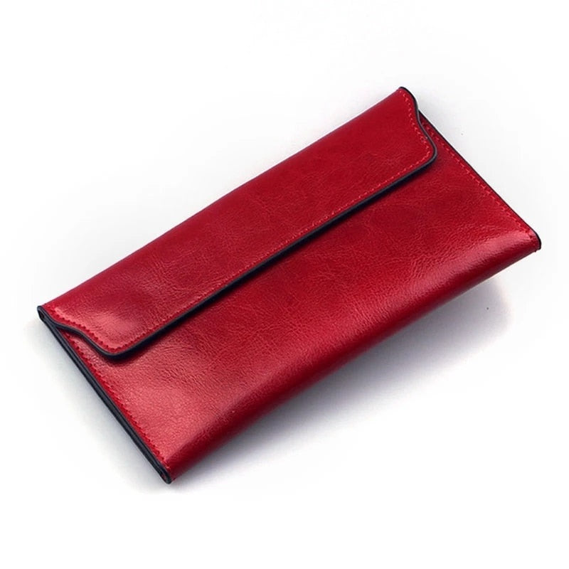 Realaiot Brand Genuine Leather Women Wallet Long thin Purse Cowhide multiple Cards Holder Clutch bag Fashion Standard Wallet