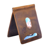 Cyflymder Male Genuine Leather Design Fashion Slim Wallet Front Pocket Money Clip Mini Purse For Men