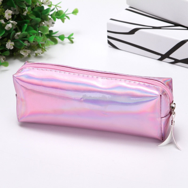 Realaiot 1 Pcs Kawaii Pencil Case Laser girl's heart is simple School Pencil Box Pencilcase Pencil Bag School Supplies Stationery