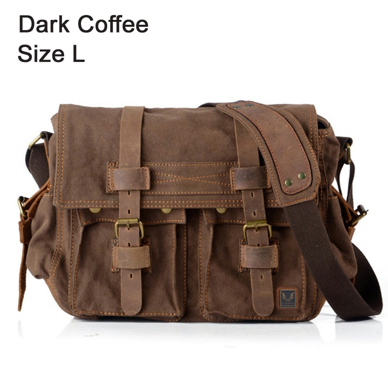 Cyflymder Military Canvas + Genuine leather Men Messenger Bag Canvas Shoulder Bag men Crossbody Bag Casual Bag