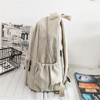 Realaiot Women's Backpack Solid Color Female Multi-pocket Casual Woman Travel Bag High Quality Schoolbag for Teenage Girl Book Knapsack