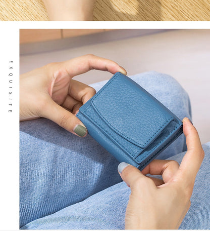 Cyflymder New Women Genuine Leather Purses Female Cowhide Wallets Lady Small Coin Pocket Rfid Card Holder Mini Money Bag Portable Clutch